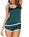 Ekouaer Womens Lacy Satin V-Neck Cami Set Lingerie Sets (Green, Small)