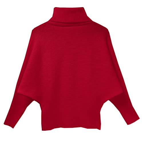 GABERLY Turtleneck Batwing Sleeves Dolman Knitted Oversized Sweaters and Pullovers Tops for Women2