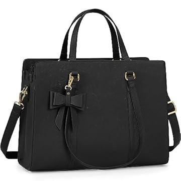 Bolsa para laptop feminina de 15,6 polegadas, bolsa de couro à prova d'água, bolsa de computador leve feminina, pasta profissional, bolsa de trabalho de escritório, bolsa de ombro de grande capacidade, preta