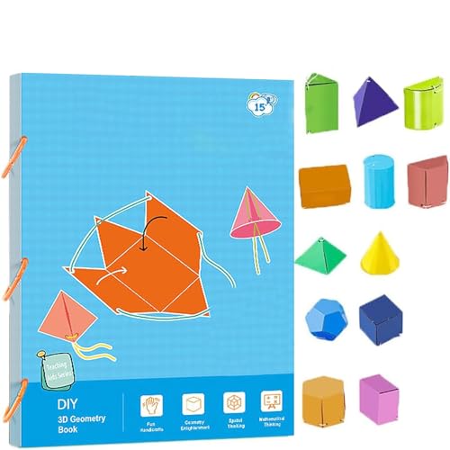 Pull String 3D Geometry Learning Book, Interactive Pull-String Geometry Learning Kit with Pop-Up Models, Volume & Area Exploration,Teach Volume & Surface Area Formulas Includes (15 Years Old+)