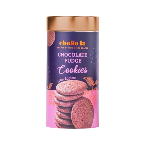 Image of Chokola Premium Chocolate Fudge Cookies -160g | Rich Chocolate Fudge Flavor | Crunchy & Soft Gourmet Cookies | Made with Natural Ingredients | Perfect Tea-Time Snack | Premium Gifting Option