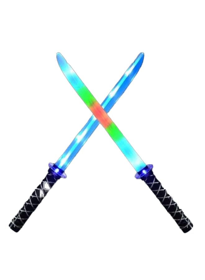 Pack Of 2 Flashing Ninja Swords Light Saber Led Sword Toys Multicolour