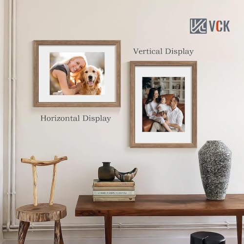 Image of VCK 12x16 Frame 5 Pack, Walnut Wood, 8.5x11 Mat, Glass, for Photo Print