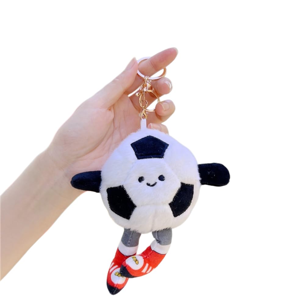 XIYUAN 12 CM Plush Sports Rugby Doll Keychain- Adorable Football Plush Toy, Fun Spherical Stuffed Animal, Creative Gift for Friends, Kids, Lovers (Football)