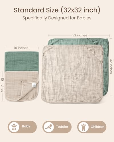 Image of 6 PCS Baby Towels and Washcloths Set, 2 PCS Baby Hooded Towels & 4 PCS Washcloths Set, Ultra Soft & Highly Absorbent Bath Bath Towel for Newborn, Infant & Toddler, Shower Gifts Essentials