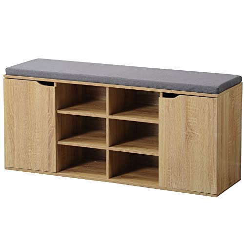 Kesper | Schuhschrank mit Sitzkissen, Material: Faserplatte, Maße: B103,5 x H48 cm x L29,5 cm, Farbe: Natur - Sonoma Eiche | 15928 13