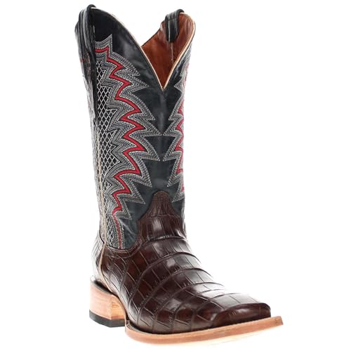 Image of Vaccari Men's Navarro Genuine Alligator Tail Leather Broad Square Toe Cowboy Boots