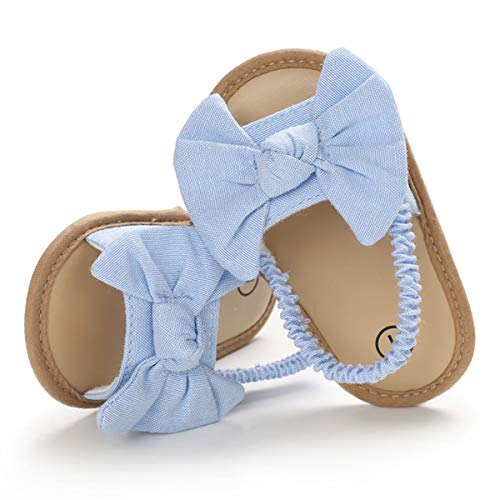 COSANKIM Infant Baby Girls Summer Sandals with Flower Soft Sole Newborn Toddler First Walker Crib Dress Shoes