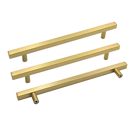 Goldenwarm 5 Pack Gold Cabinet Handles 8"(204mm) Brushed Brass Cabinet