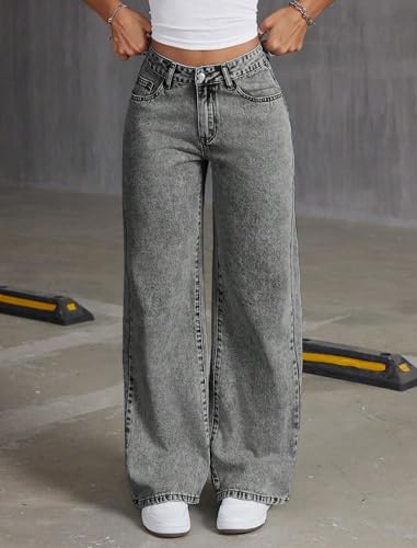 Girls Wide Leg Jeans Baggy Bow Embroidery High Elastic Waist Denim Pants Cute Y2K Trendy Tween Streetwear 8-13Y2