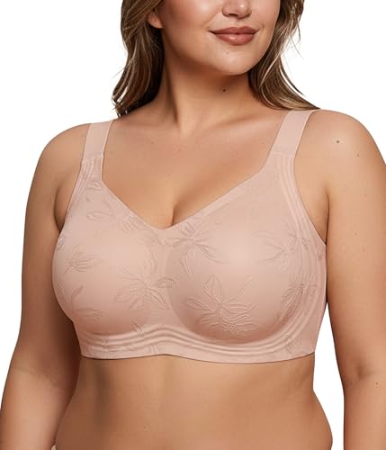 Image of Jelly Bras for Women Plus Size Minimizer No Underwire Supportive Full Coverage Wider Straps Seamless Tshirt Bra