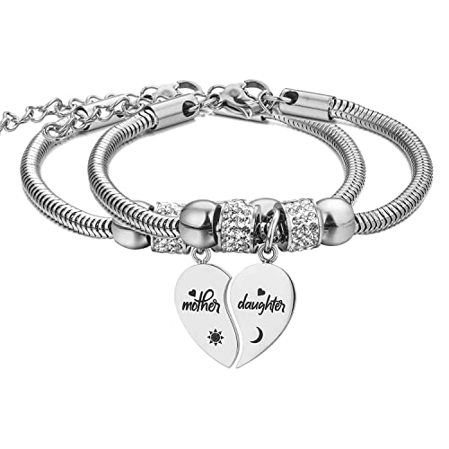 Image of Yonhon Mother Daughter Bracelet Necklace for 2 /3 /4, Mother Daughter Matching Keychain Set