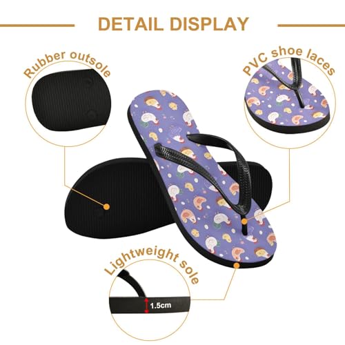 ALAZA Purple Chicken Hen Farm Animal Flip Flops for Women Fashion Beach Slippers Comfort Mens Flip Flops Non-Slip Rubber Shower Slippers Sandal for Hotel Travel Sport,XS3
