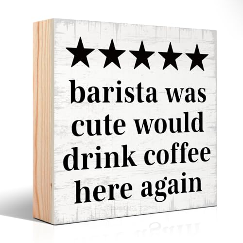 PUVOXHO Coffee Lover Wooden Box Sign Desk Décor, Coffee Bar Sign for Desk