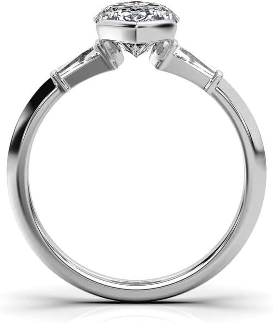 1ct-5ct Moissanite Engagement Ring For Women Three Stone Moissanite Engagement Ring in 10K/14K/18K White gold And 925 Sterling Silver Wedding & Proposal Jewelry