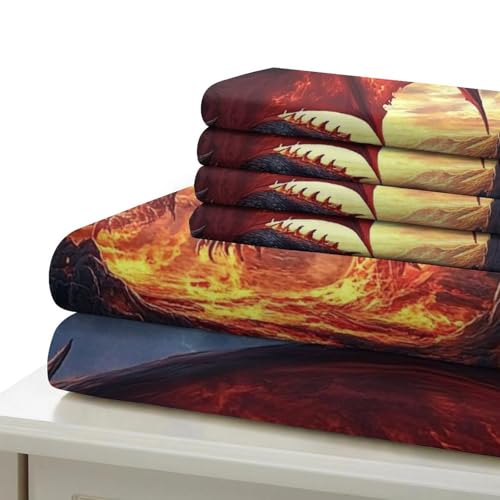 Linge de Lit Dragon de Feu 3D en Microfibre Premium de Haute Densité - 7