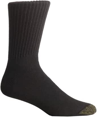 Gold Toe Men's Cotton Crew Socks 6-Pack – Black, Size 13-15 (Fits Shoe Size 12-16), Brand New With Tags 9 thumbnail image