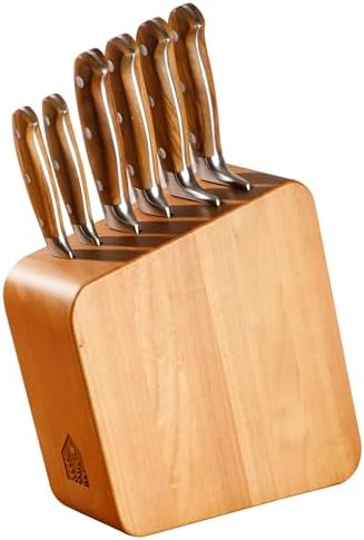 Bloomhouse - Two Time Oprah's Favorite Things Winner - 7 Piece Italian Olive Wood Kitchen Knife Block Set w/German Forged Stainless Steel Knives - Thumbnail 4