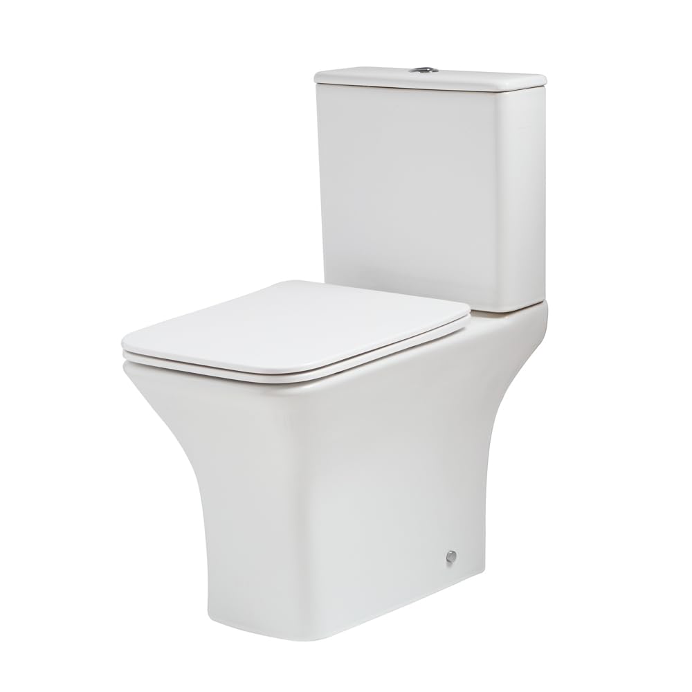 Milano Avenham White Ceramic Close Coupled Toilet WC Soft Close Seat White Flush Button