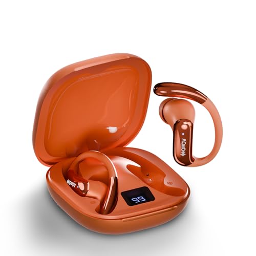 Image of DwOTS Sense Pro True Wireless Earbuds, 42dB ANC, Voice-First Mic System for Clear Calls, Skin-Friendly Ear Hooks, 12mm Drivers, Dual Pairing, Sweat Resistant, Advanced Bluetooth Ear Buds (Orange)