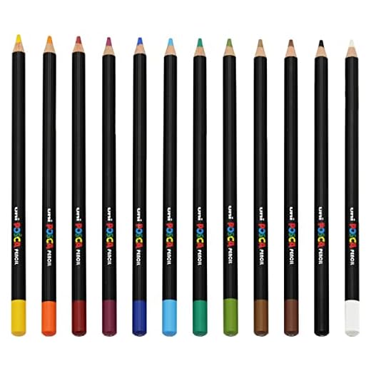 Posca Uni - Lápices de colores profesionales con aceite y cera - KPE-200 - Paquete esencial de 12 unidades