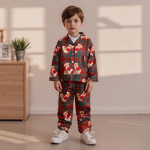 Kids Toddler Girl Christmas Satin Pajamas 2 Pcs Holiday Pajama Set Candy Cane Print Shirts + Pants Sleepwear Outfit2