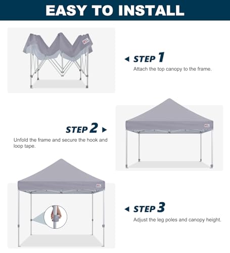 Image of MASTERCANOPY 10x10 Heavy Duty Pop Up Canopy Tent with Roller Bag(Grey)