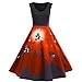 Produktbild Calvinbi Damen Vintage Kleid V Ausschnitt Elegante Kleider Damenkleider mit Schläger Knielang Ärmellos Abend Prom Swing Dress Soft und Stretch fur Halloween Party Ball Karneval Kostüm