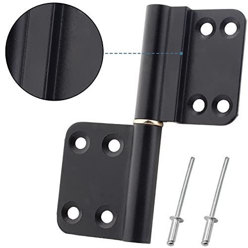 Coufce 3-3/4 Inches Lift Off Hinge, Flag Hinges, Detachable Door Hinge, Black Offset Door Hinges Aluminum Alloy(6Pcs), Flat #TOP3