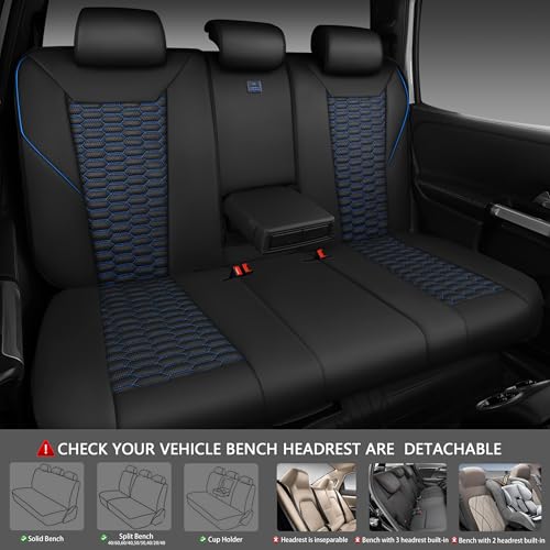 Image of CAR PASS 3D Foam PU Leather Car Seat Covers Full Set,Luxury Breathable Faux Leather Seat Covers for Car,Anti Slip Universal Fit for SUVs Vans Sedan Truck Auto,Armrest Airbag Compatible,Black and Blue