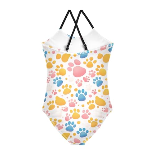 KLL Cute Dog Paws Girl 1 Piece Swimsuit Summer Swimming Suits Adjustable Shoulder Strap Quick Dry2