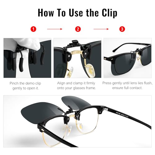 Image of MERRY'S Polarized Clip on Sunglasses Flip Up Metal Clip Attachments for Prescription Glasses