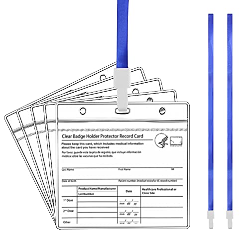 Doloburn CDC Covid Vaccination Card Protectorï¼Œ4 X 3 InchesImmunization Record Vaccine Card Holder Waterproof Clear Vinyl Plastic Sleeveï¼ŒID Card Holder Name Tags 5pcs (5)