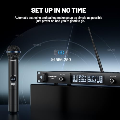 Image of Phenyx Pro UHF Dual Auto Scan Talkback Smart Wireless Mic System PTI-2