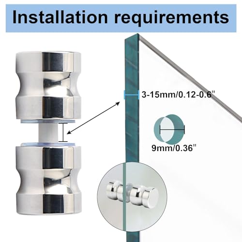 Mooche Solide SUS304 Edelstahl Dusche Glastür Griff, 3cm Türknauf Haustür, Knopf Runde Back-to-Back Pull Hardware Ersatzteile, Chromfarben