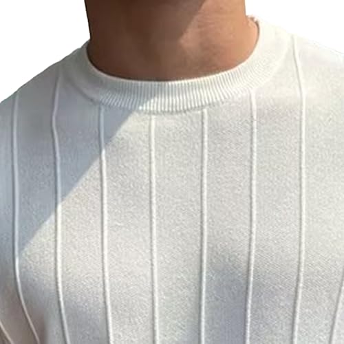 Men Round Neck Straight Pullover Tops Classic Short Sleeve Knit Sweater Summer Classic Comfortable Knitted Tees3