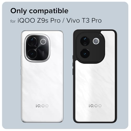 Image of KAPAVER Hybrid Back Cover Case Compatible with iQOO Z9s Pro /Vivo T3 Pro 5G (PC+TPU) (Black)