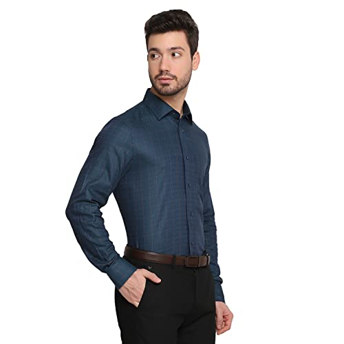 Image of blackberrys Checks Cotton Slim Fit Mens Work Wear Shirt
