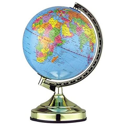 Almineez Illuminated World Earth Globe Map - 4 Way Touch Control Lamp Geography Education Home Office Kids Gift Rotating Desk Table Light - Xmas Present 360 Rotation Gold Cover