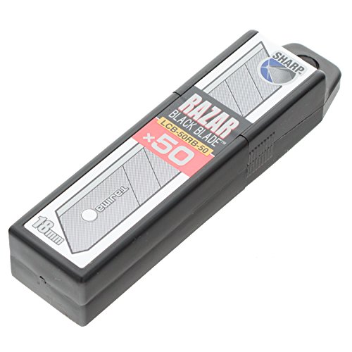 Tajima Ersatzklingen für Cutter (Breite 18 mm, 50 Stück in einer Box, Black Blade Klingen, für Pappe, Leder, Folie, Trockenbau geeignet… – Ansicht 4