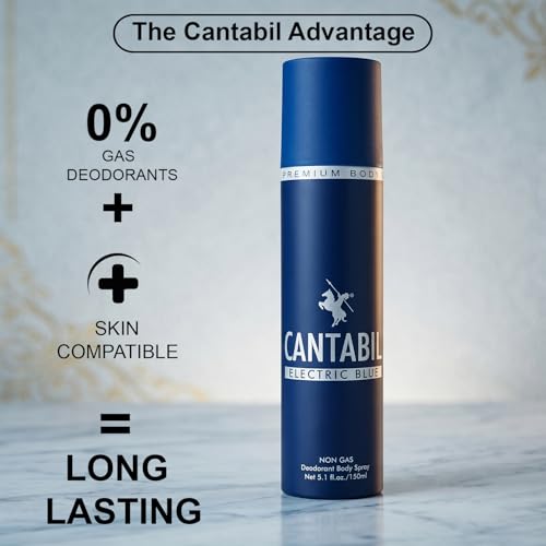 Image of Cantabil Electric Blue & Midnight Date & Burnt Brick Unisex No Gas Deodorant Body Spray | Combo Of 3 X 150ml With Lotus, Mint, Citrus | Perfume Deo For Men & Women | Rakhi Gift for Brother