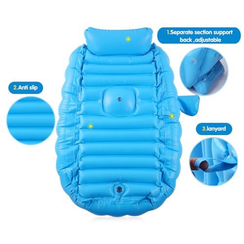 Image of LONGMIRE Inflatable Baby Bath Tub with Air Pump for 6 to 60 Months Portable Air-Filled Bathtub Mini Swimming Pool for Kids Foldable Swimming Tub for Indoor & Outdoor Uses