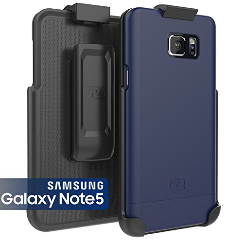 Encased Case & Belt Clip Holster for Samsung Galaxy Note 5 Ultra-Thin (SlimShield Series) Hybrid Shell (Deep Blue)