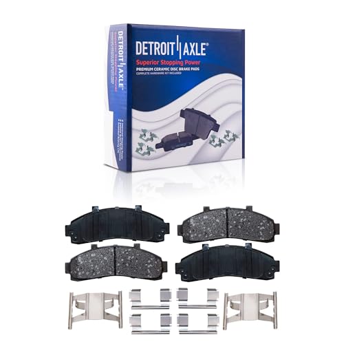 Image of Detroit Axle - 4WD Brake Kit for 95-01 Ford Explorer, 97-01 Mercury Mountaineer, Drilled Slotted Disc Brake Rotors 1995 1996 1997 1998 1999 2000 2001 Ceramic Brake Pads Front Rear Replacement