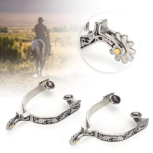 Zerodis Edelstahl Horse Spurs, West Cowboy Horse Boot Spurs Dekoration mit Gear Spurs für Stiefel Reitausrüstung für Reitwettkampf Unterhaltung