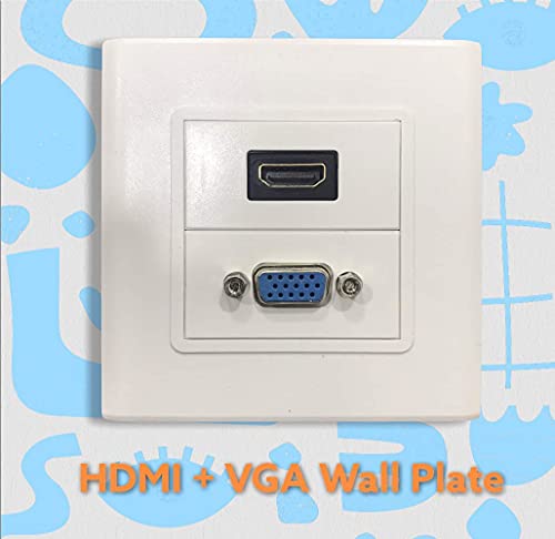 Image of HDMI /VGA Multimedia Modular Wall Socket Face Plate Socket Plug Jack Cable or Adapter for Home /Office. (HDMI /VGA)