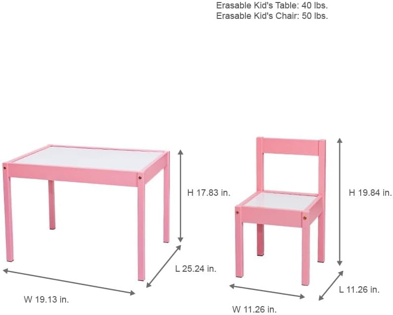 3-Piece Table and Chairs Set, in Blush Rose Age Group 1 to 5 Years Old,Easy Clean Surface with Rounded Safety Edges, Simple Assembly