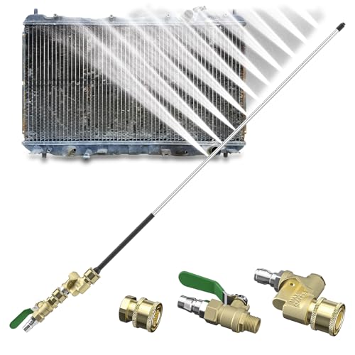Twinkle Star Radiator Cleaning Wand 24 5000 PSI Stainless Steel Dual Water/Air Radiator Cleaner Wand with Quick Connector & 180 Swivel for Cars Trucks RVs Heavy Equipment(with Switch)