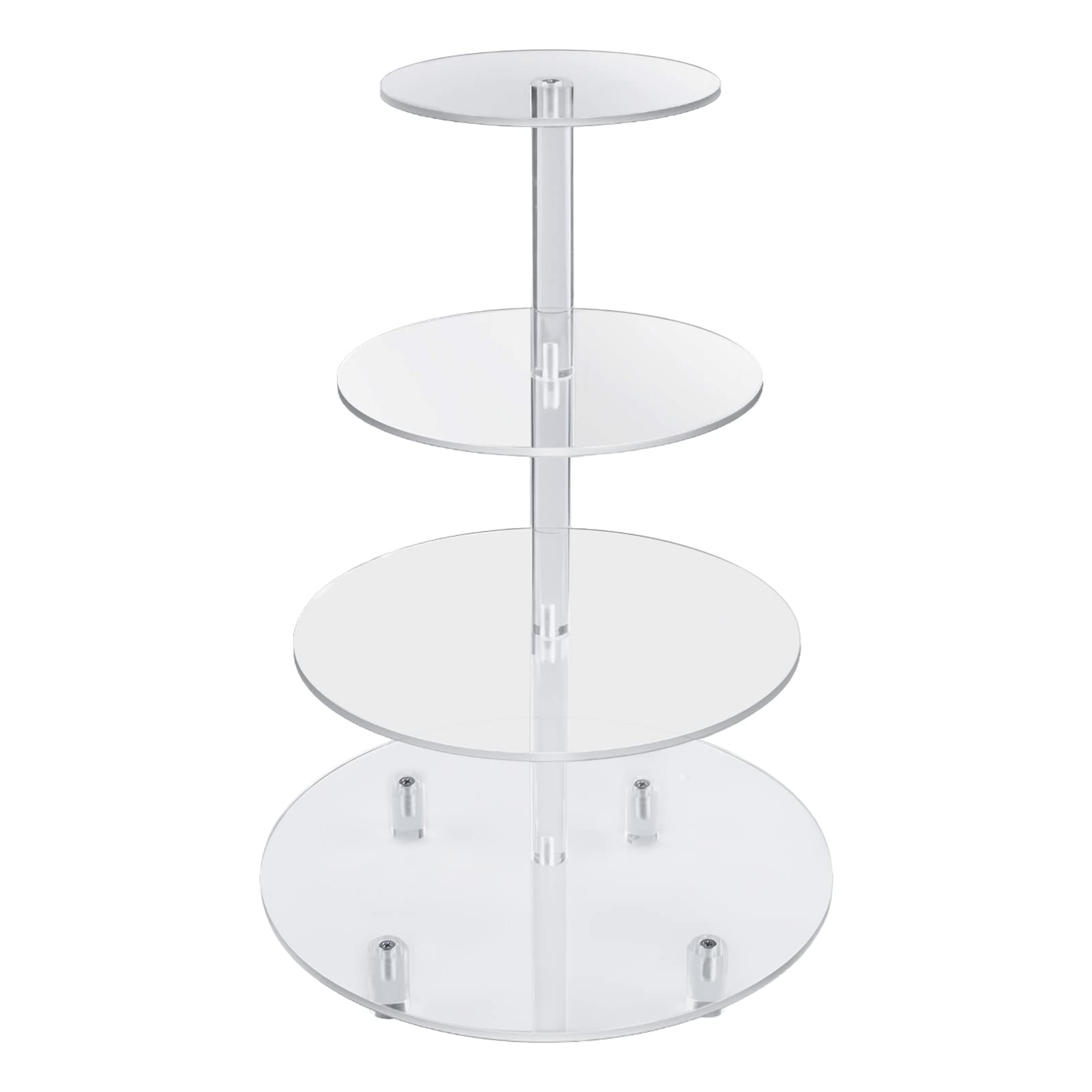 SOQKEEN Extra Tall 4 Tier Acrylic Cupcake Stand with Raised Base, Clear Dessert Tower 17.45", Stable Display Stand for Large Cupcakes, Wedding, Dessert Table & Afternoon Tea