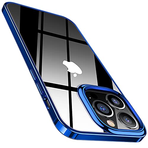 TORRAS Crystal Clear Compatible for iPhone 13 Pro Case 6.1 Inch, Non Yellowing Slim Fit Ultra Thin Flexible Silicone TPU Shockproof Compatible for iPhone 13 Pro Phone Case, Navy Blue